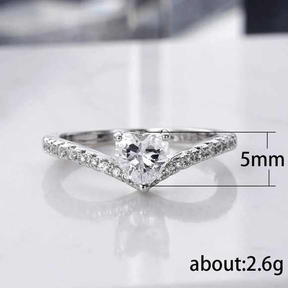 Sweet Pure CZ Cubic Twisted Lovely Diamonds Heart Rings for Women, MARR9071 - Picture 2 of 3
